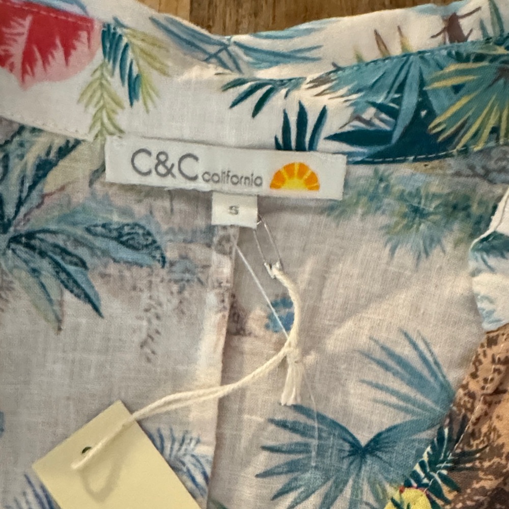 C&C California Tropical Print Women's linen rayon blend Skirt set NWT LARGE - Picture 10 of 11